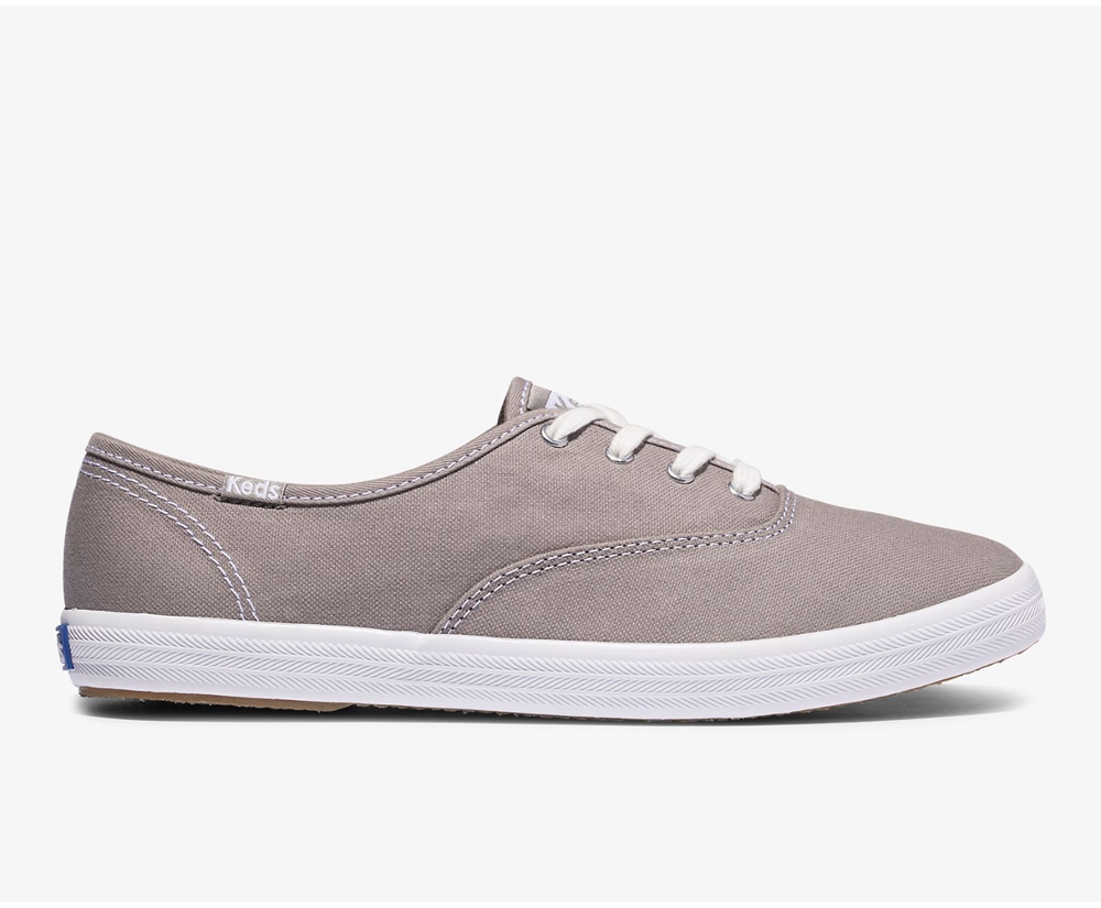 Womens Keds Sneakers - Champion Organic Cotton Canvas - Grey - 5420-BXNRE